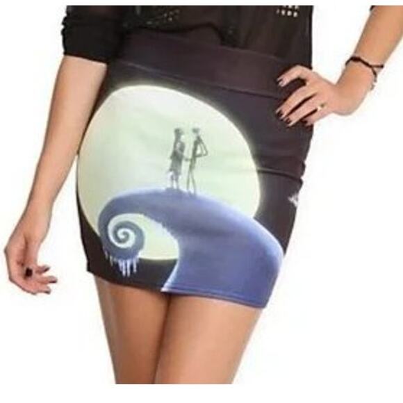 Hot Topic S small Nightmare Before Christmas Jack Sally Mini Skirt Halloween New - Picture 3 of 3
